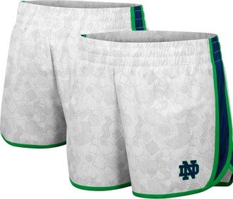 Women's White, Navy Notre Dame Fighting Irish The Plastics Geo Print Shorts - White, Navy