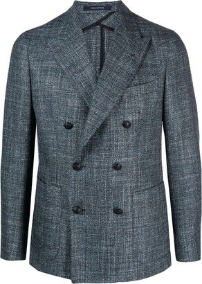 Mélange-Effect Double-Breasted Blazer