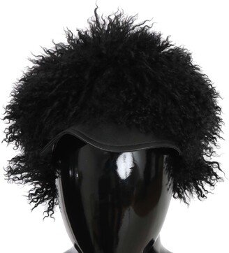 Black Tibet Lamb Fur Leather Gatsby Women's Hat