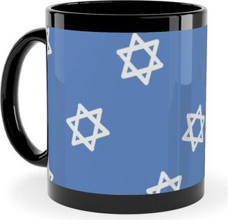 Mugs: Star Of David - White & Blue Ceramic Mug, Black, 11Oz, Blue