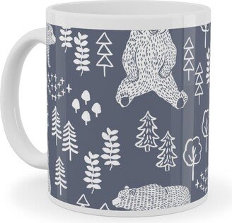 Mugs: Woodland Bear Ceramic Mug, White, 11Oz, Gray