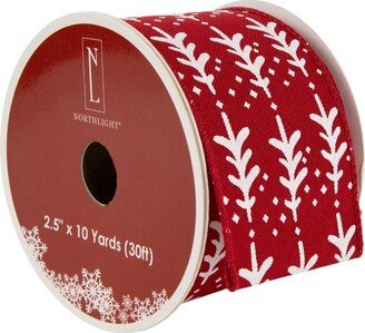 Northlight Red and White Christmas Tree Wired Craft Ribbon 2.5