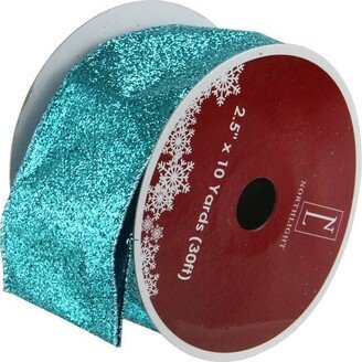 Northlight Pack of 12 Shimmering Teal Green Solid Wired Christmas Craft Ribbon - 2.5