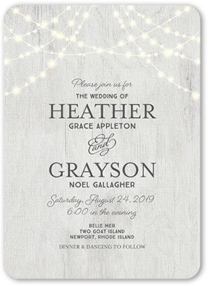 Wedding Invitations: Glowing Ceremony Wedding Invitation, Grey, 5X7, Matte, Signature Smooth Cardstock, Rounded