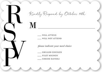 Rsvp Cards: Stacked Standout Wedding Response Card, White, Pearl Shimmer Cardstock, Scallop