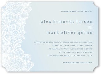 Wedding Invitations: Lace Frill Wedding Invitation, Blue, 5X7, Matte, Signature Smooth Cardstock, Ticket