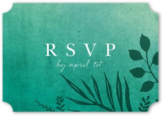 Rsvp Cards: Tropic Fauna Wedding Response Card, Green, Pearl Shimmer Cardstock, Ticket