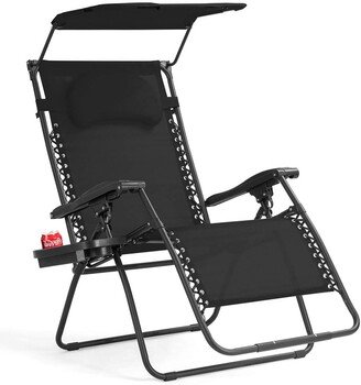 Folding Zero Gravity Lounge Chair Wide Recliner with Shade Canopy