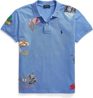 New Orleans Patchwork Polo Shirt Polo Shirt Pastel Blue