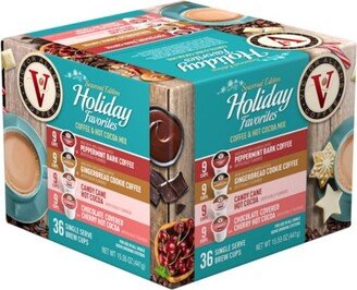 Victor Allen's Coffee Holiday Favorites Coffee & Hot Cocoa Mix Variety Pack, 36 Count, Single Serve K-Cup & Coffee Pods for Keurig K-Cup Brewers