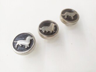 Metal Dog Small Round Knob - Animal Polished Cabinet Knob, Set Of 2