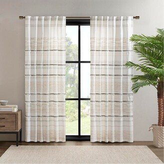 Gracie Mills 1-pc Printed Curtain Panel with tassel trim and Lining - 50x84 - Off White/Gray - Off white/gray