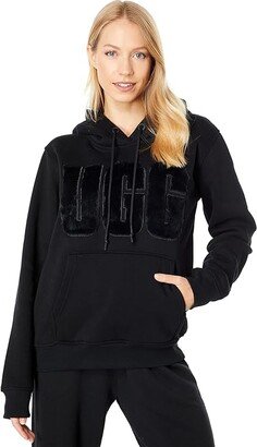 Rey Fuzzy Logo Hoodie (Black) Women's Sweatshirt