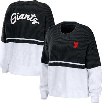 Women's Wear by Erin Andrews Black, White San Francisco Giants Chunky Pullover Sweatshirt - Black, White