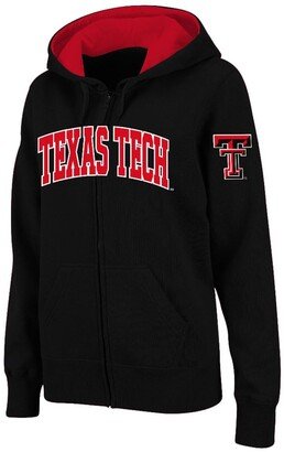 Women's Stadium Athletic Black Texas Tech Red Raiders Arched Name Full-Zip Hoodie