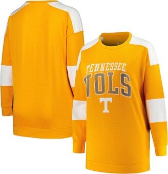 Women's Tennessee Orange Distressed Tennessee Volunteers Plus Size Striped Pullover Sweatshirt