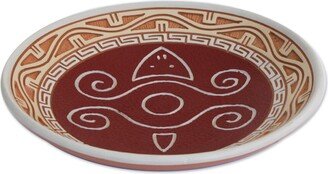 Handmade Turtle Glyph In Red Ceramic Decorative Bowl