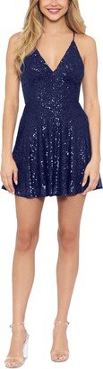 Juniors' Sequinned Fit & Flare Dress