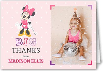 Thank You Cards: Disney Minnie Mouse First Birthday Thank You Card, Pink, 3X5, Matte, Folded Smooth Cardstock