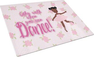 BB5382LCB Ballet African American Pigtails Glass Cutting Board