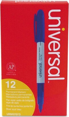 Universal Office Universal Pen-Style Permanent Marker Bullet/Fine Blue 1 dozen 07073