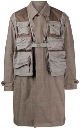 Check-Pattern Patch-Pocket Coat