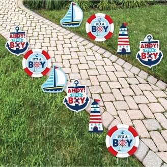 Big Dot Of Happiness Ahoy It's a Boy - Lawn Decor - Outdoor Nautical Baby Shower Yard Decor - 10 Pc