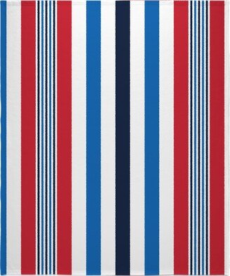 Fleece Photo Blankets: Vertical Stripes - Red White And Blue Blanket, Sherpa, 50X60, Multicolor