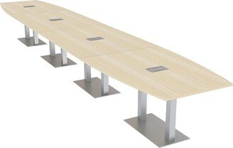 Skutchi Designs, Inc. Modular 22 Ft Boardroom Table Boat Shaped Metal Bases Power And Data