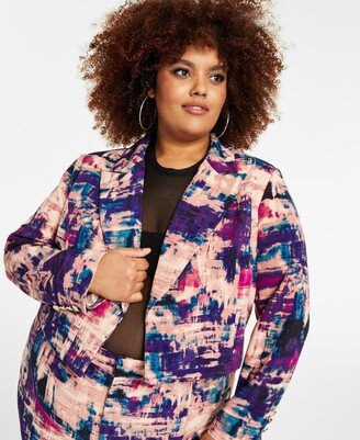 Nina Parker Trendy Plus Size Cropped Open-Front Blazer