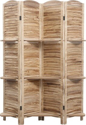 Delilah 4 panels Room Divider with Shelves, free standing