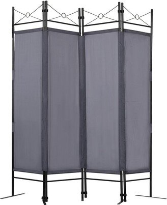 BESTCOSTY 5.94 Ft 4-Panel Metal Folding Room Divider, Freestanding Screen