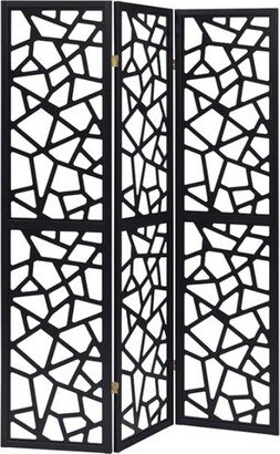 3 Panel Intricate Mosaic Screen in Black