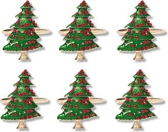 Farmlyn Creek 6 Pack Christmas Tree Napkin Rings for Holiday Home Décor (1 x 2 in)