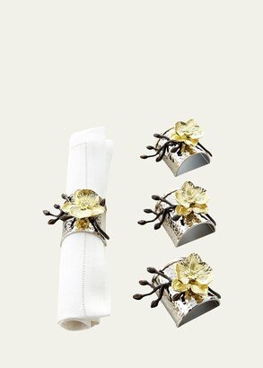 Four Gold Orchid Napkin Rings-AA