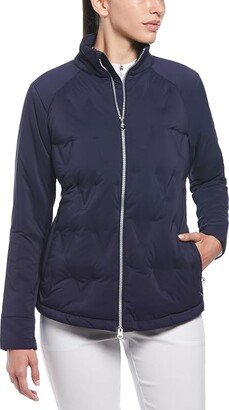 Engineered Chevron Quilted Jacket (Peacoat) Women's Clothing