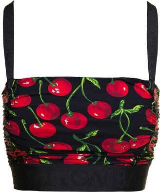 Cherry Printed Cropped Top