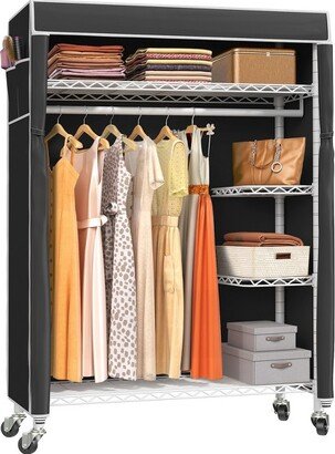 VIPEK V11C Wire Garment Rack Rolling Clothes Rack Wardrobe White Metal Clothing Rack with Black Oxford Fabric Cover