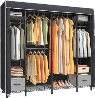 VIPEK V40S Clothing Rack Heavy Duty Garment Rack Large Bedroom Armoires Adjustable Wire Closet, Black Metal Rack with Black Cover