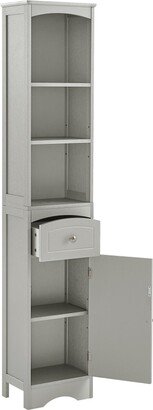 Zeus & Ruta Tall Bathroom Grey Cabinet, Freestanding Storage Cabinet with Drawer - 66.9''H