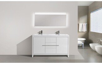 Allier 60 inch Free Standing Doubel Sink Vanity with Integrated Sink