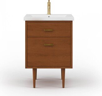 Brandy Integrated Ceramic Sink Top Vanity in Honey Walnut