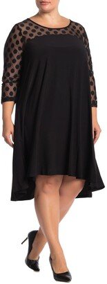 High-Low Three-Quarter Sleeve Trapeze Dress