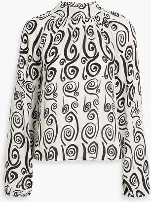 Harlow gathered printed crepe blouse