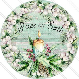 Peace On Earth Sign - Christmas Candle Missile Toe Candlelight Metal Round