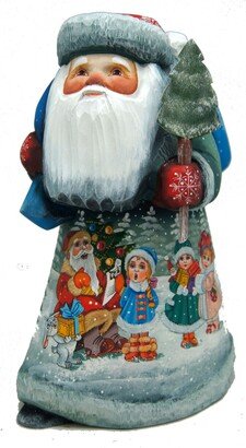 G.DeBrekht Woodcarved Hand Painted Christmas Story Santa Wood Carved Figurine