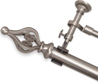 Pewter Optima Crown Double Curtain Rod Set
