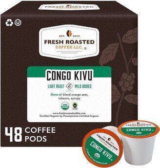 Fresh Roasted Coffee - Organic Congo Kivu Light Roast Single Serve Pods - 48CT