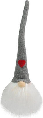 Northlight 13 Lighted Gnome with Grey Hat and Red Heart Christmas Decoration