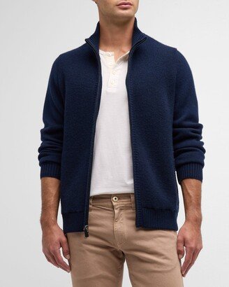 Men's Cashmere Knit Full-Zip Sweater-AA